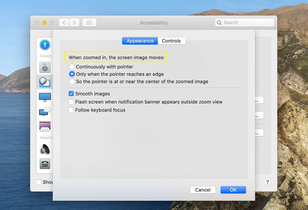 Nastavenia priblíženia obrazu na obrazovke v systéme macOS