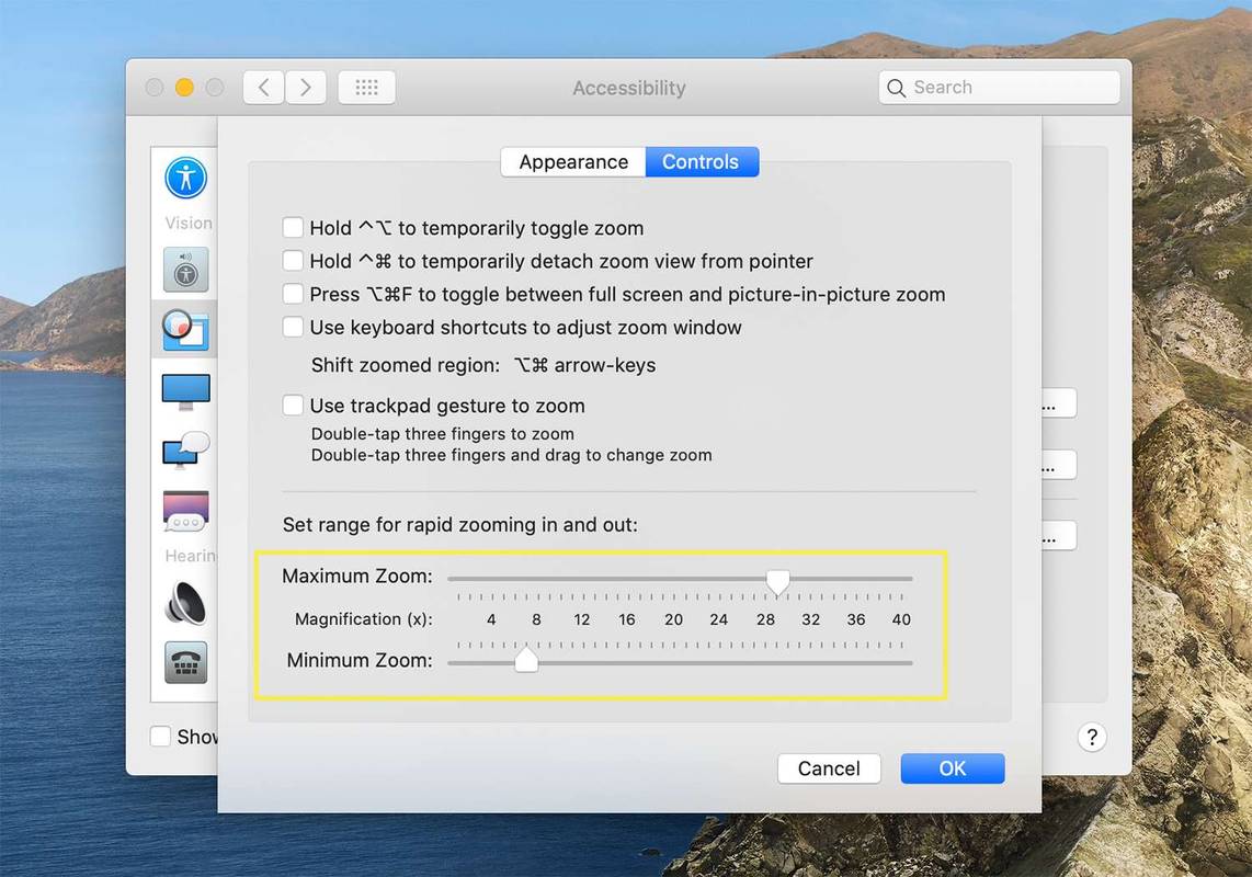Chuyển đổi phạm vi phóng to và thu nhỏ trên macOS