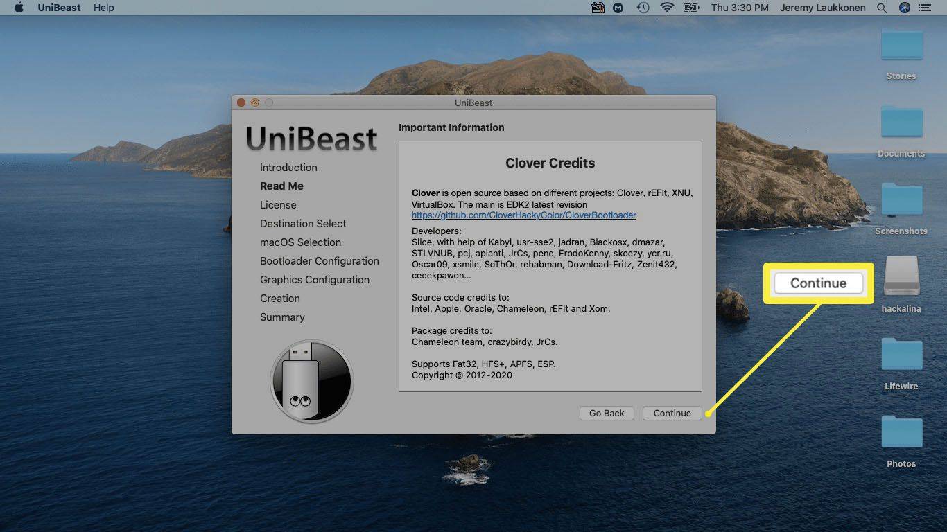 Snímek obrazovky UniBeast.