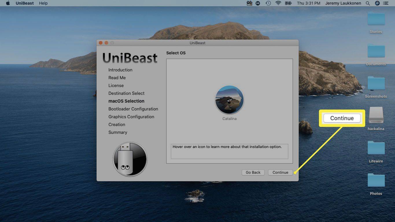 Zrzut ekranu z UniBeast.