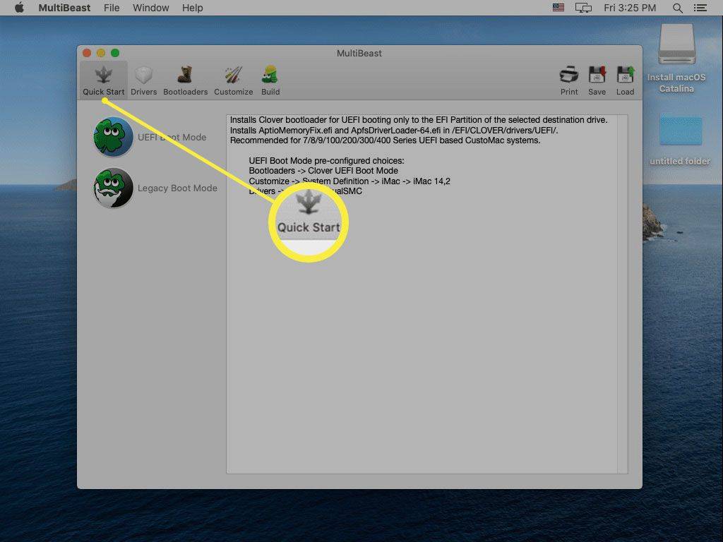 Una captura de pantalla de MultiBeast en un hackintosh.
