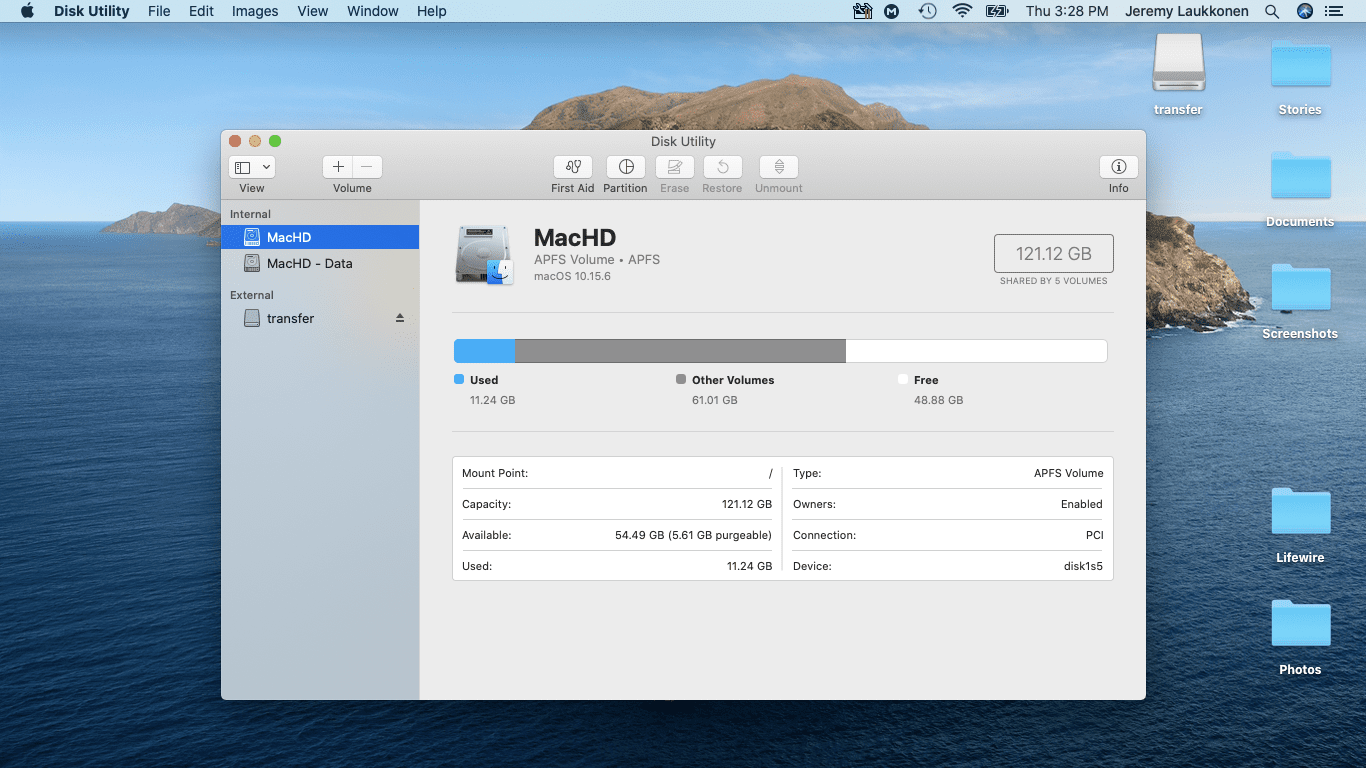 Disková utilita macOS.