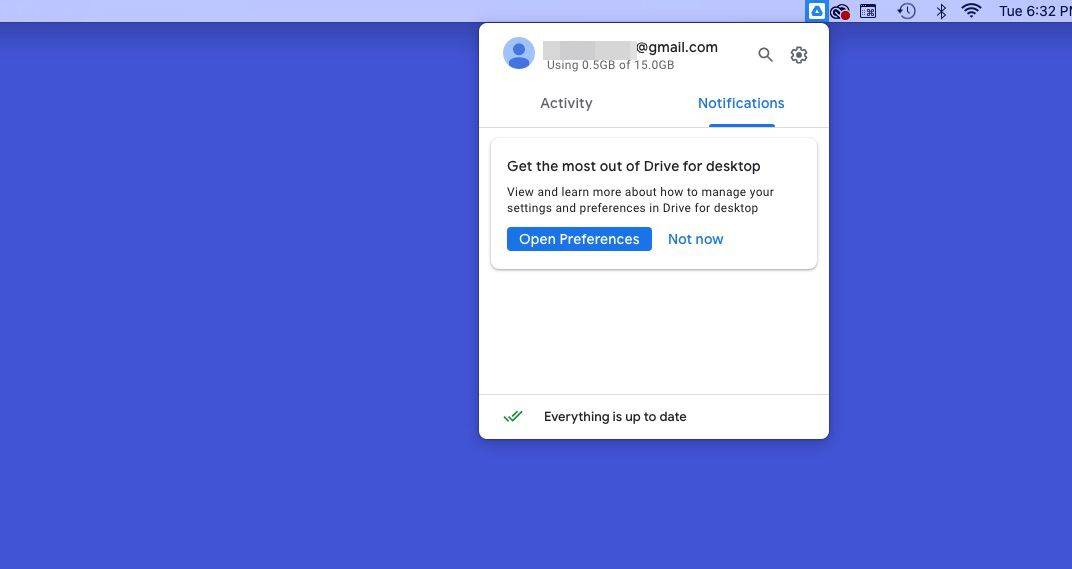 Tab ng Google Drive para sa Mga Notification sa Desktop