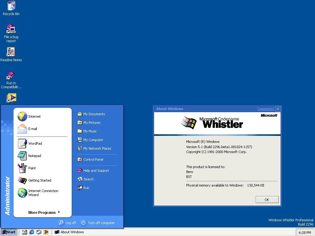 Windows XP Whister aquarelle 1