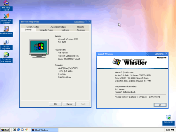 Thème aquarelle Whister Windows XP 2