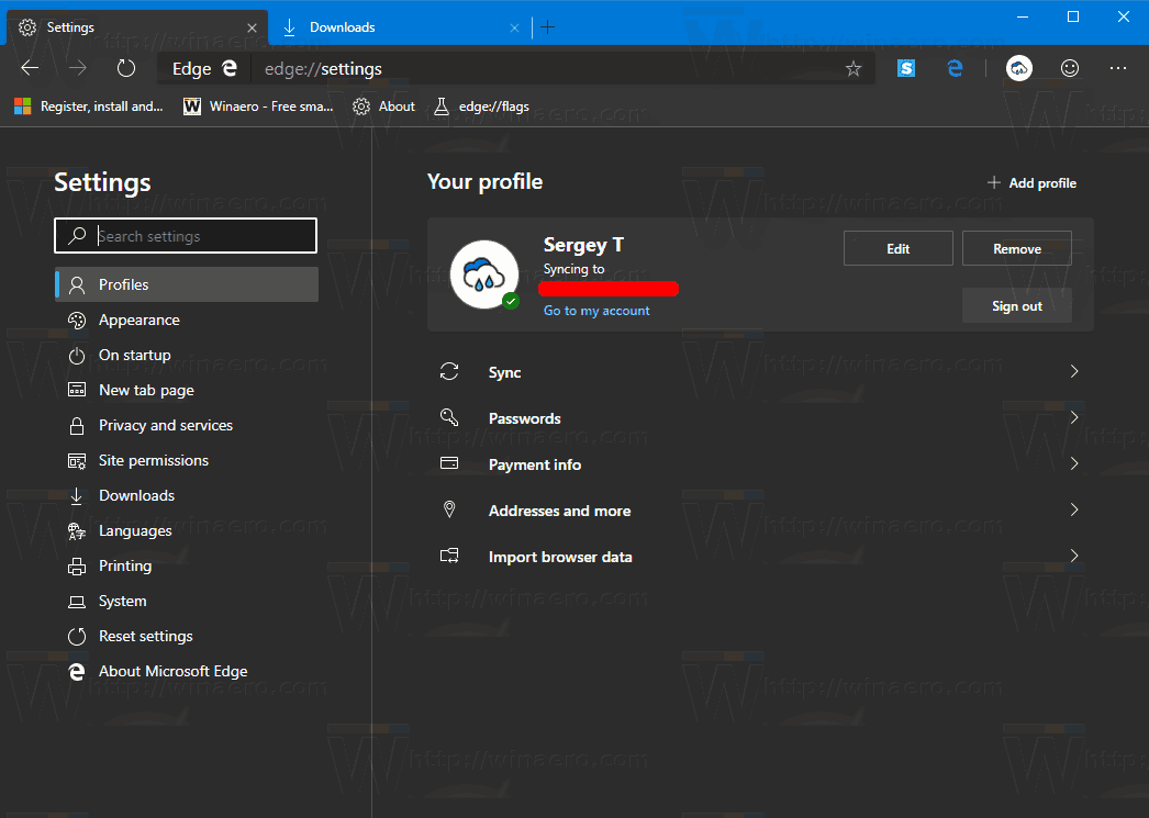 Mode sombre complet de Windows 10 Edge 2