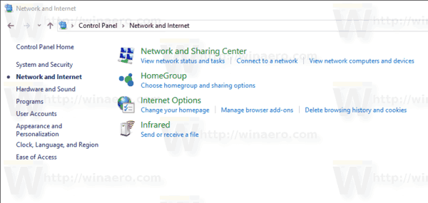 Windows 10 Kontrollpanel Internett-alternativkobling