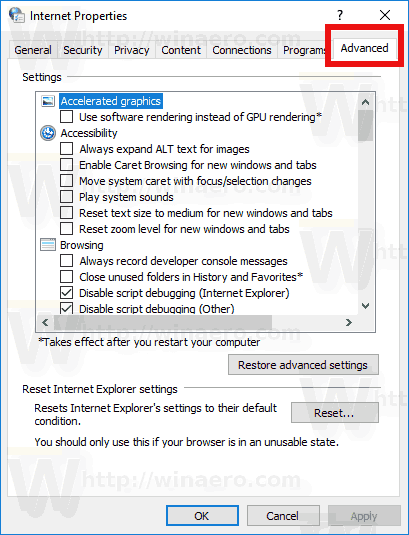 Bouton de bord supprimé de Windows 10 IE