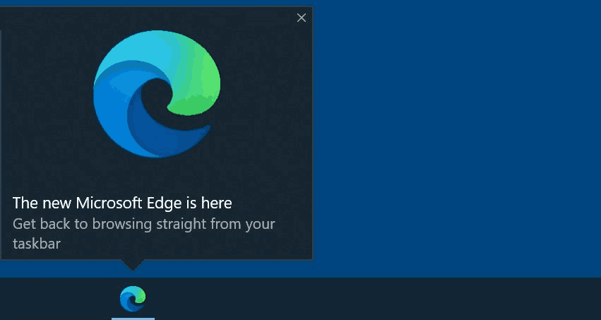 Edge 작업 표시 줄 광고