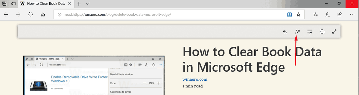 Lire à voix haute le menu principal Microsoft Edge