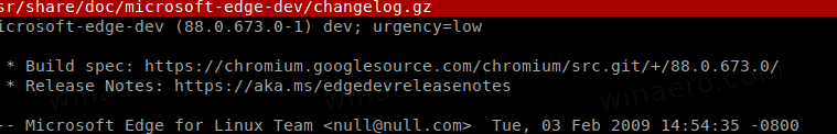 Edge Linux Changelog fails
