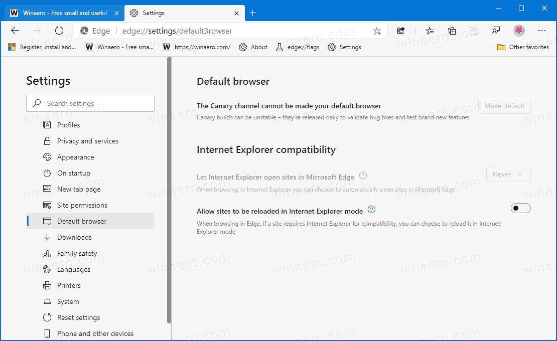 Možnosti kompatibility Edge Internet Explorer