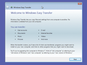 Windows Easy Transfer ツールを使用すると、データを安全に保つことができます。