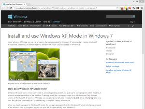 Režim XP umožňuje spouštět nekompatibilní software ve virtualizovaném prostředí Windows XP