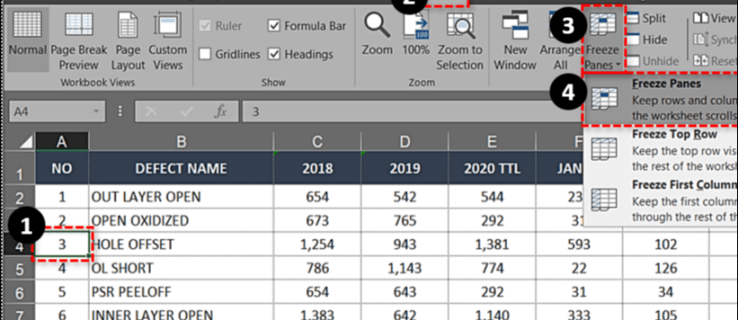 Πώς να παγώσετε την κορυφαία σειρά στο Excel
