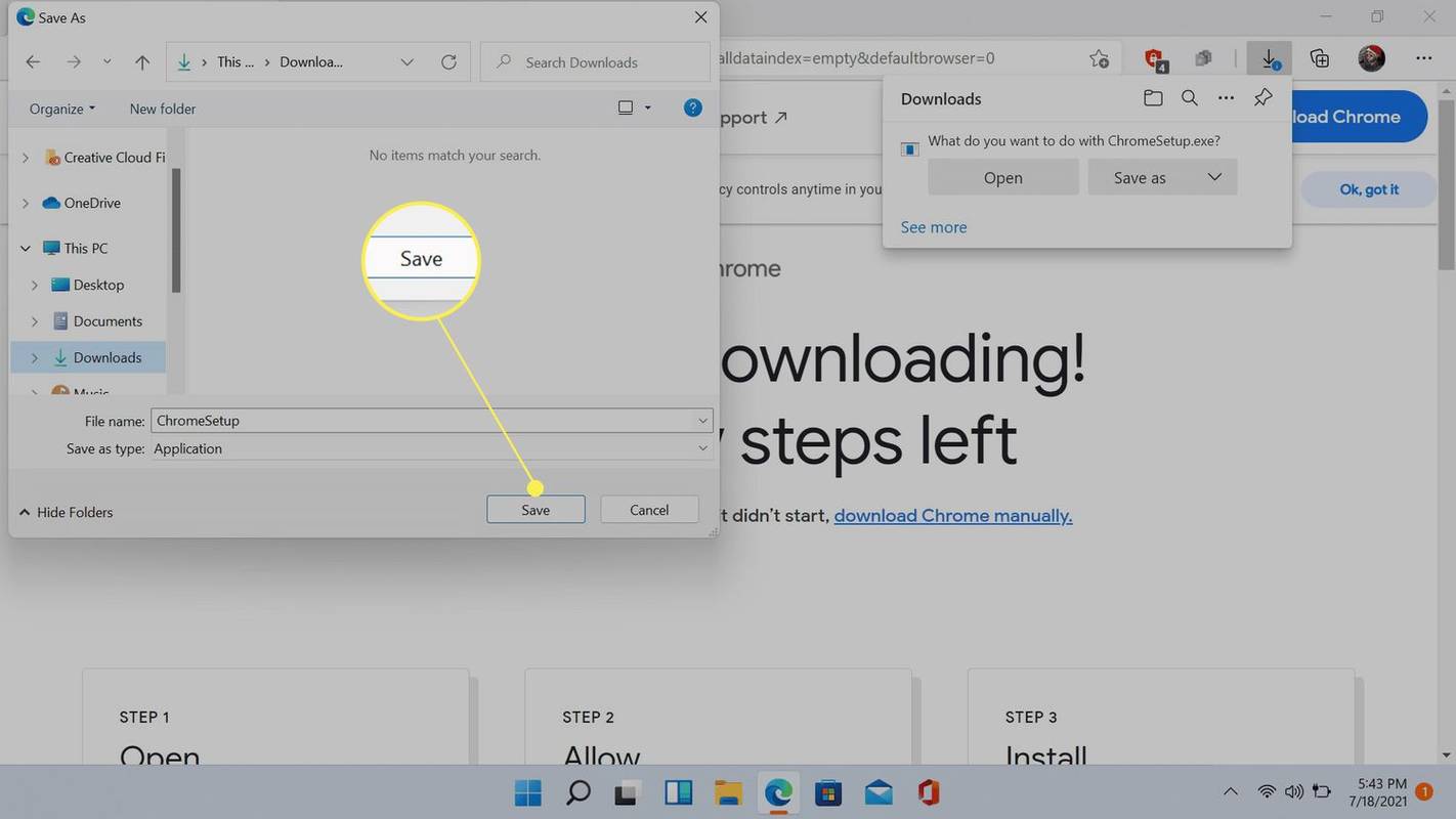 Salvar em destaque no Windows 11 salvando o aplicativo de configuração do Chrome.