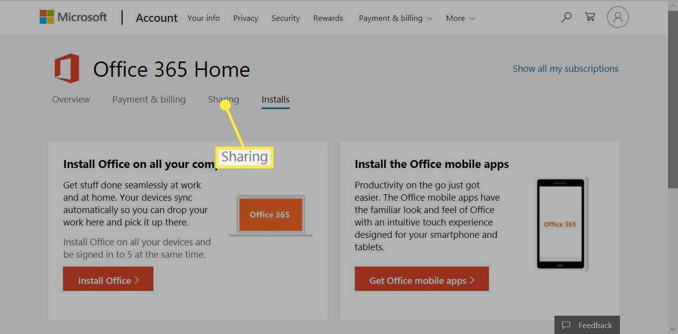 La pestanya Compartir a Office 365