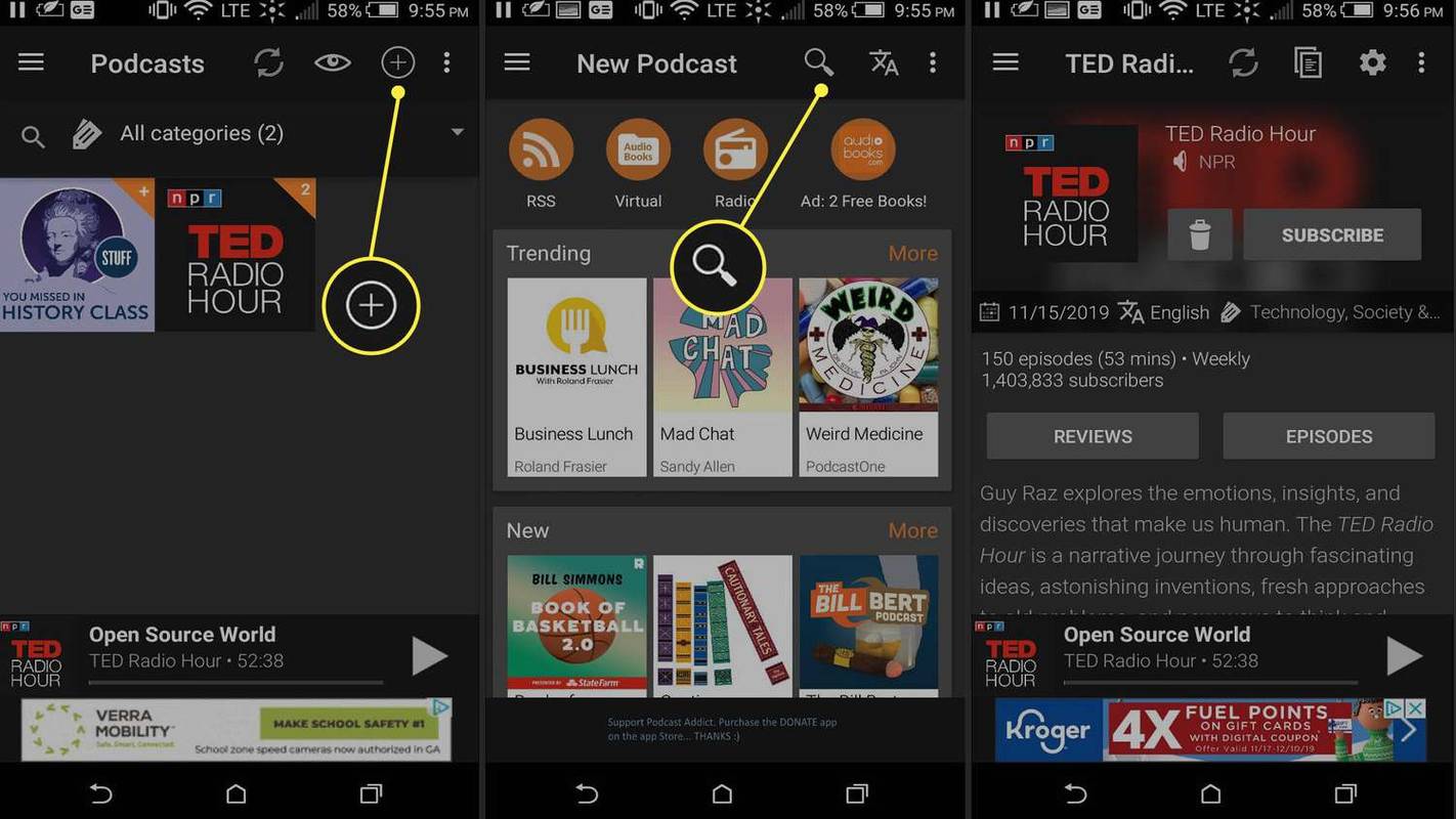 Aplikace Podcast Addict pro Android.