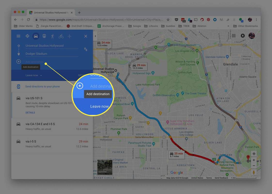 Ajoutez une destination dans Google Maps via Chrome sur macOS.