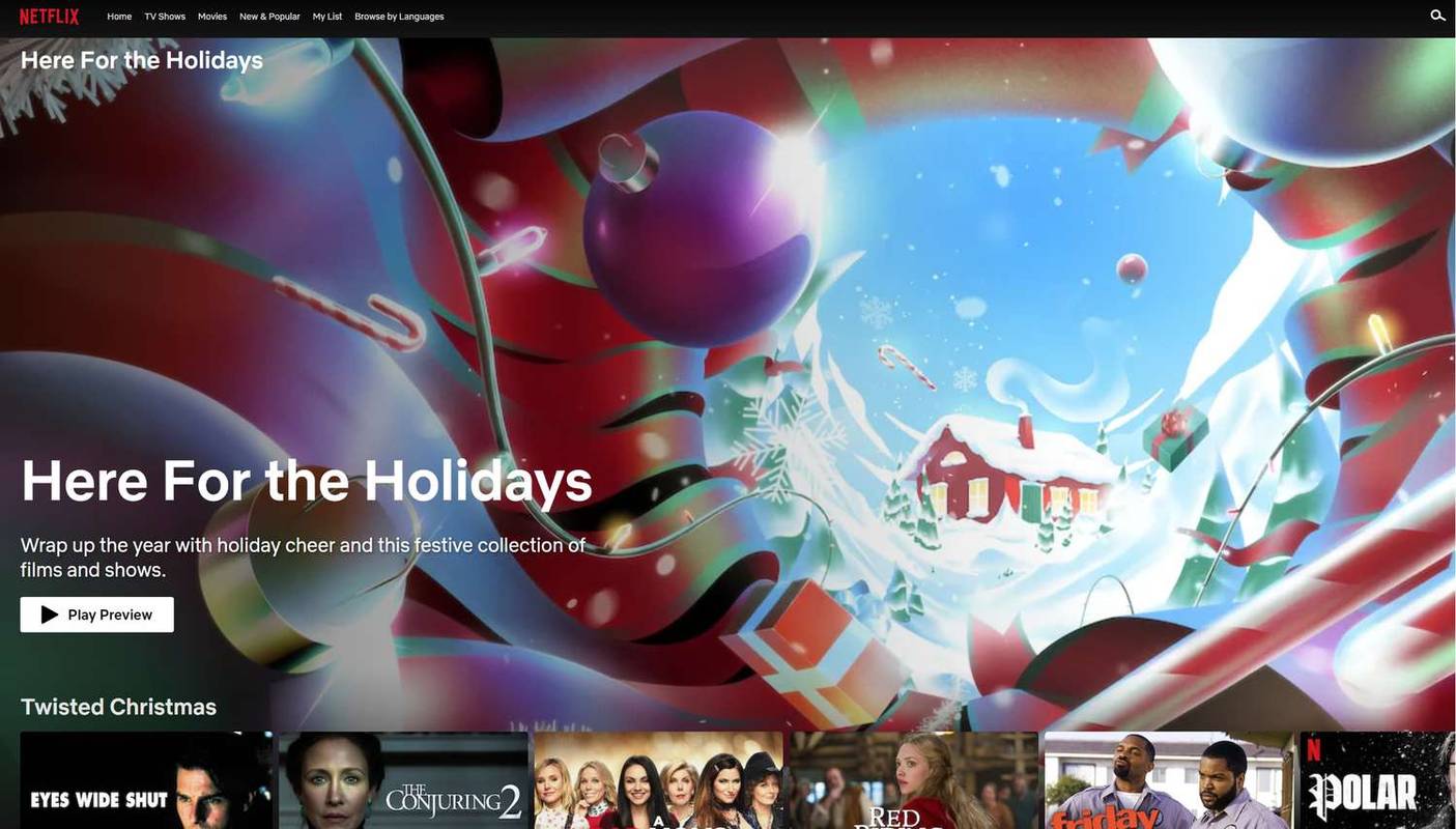 „Netflix Here for the Holidays“ slaptas puslapis