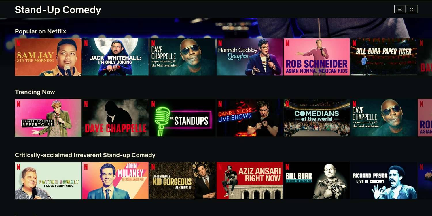 Stand Upowe programy komediowe w serwisie Netflix ujawnione z tajnym kodem