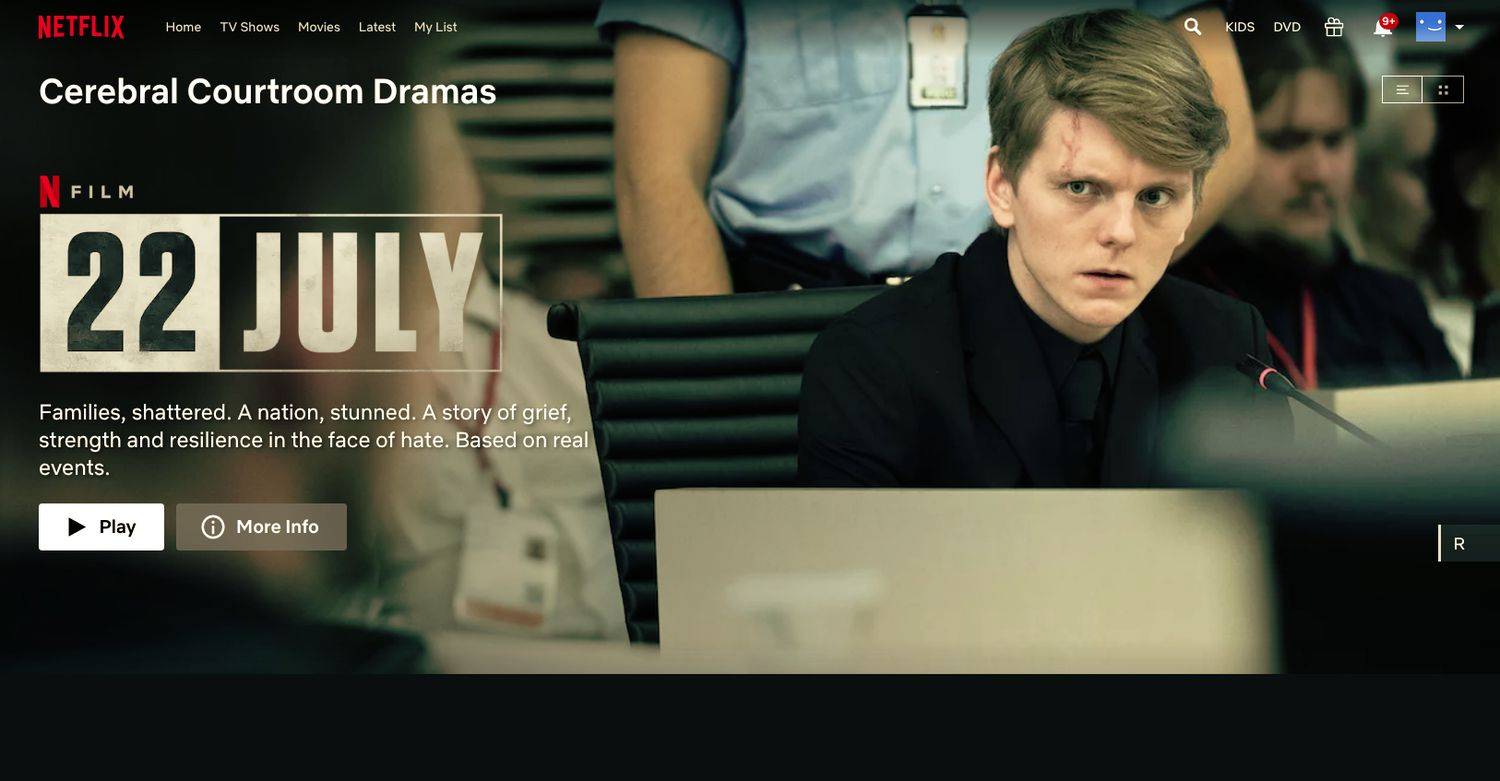 Tajné kódy Netflixu pro dramatické filmy ze soudní síně, jako je 22. července