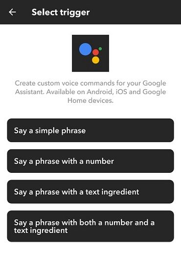 Spouštěč výběru Google Assistant