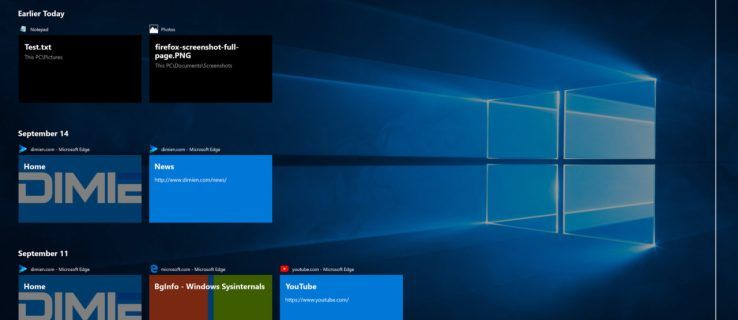 времева линия за изглед на задача на Windows 10 -