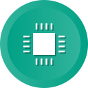 „CPU“ mikroschemos „Sys“ kompiuterio elektroninio procesoriaus piktograma
