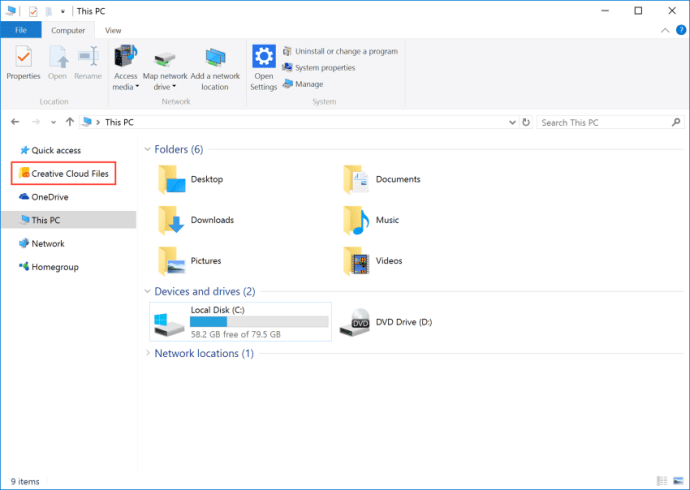 luovat pilvitiedostot File Explorer -sivupalkki