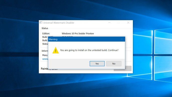 ostrzeżenie o wyłączeniu znaku wodnego w systemie Windows 10