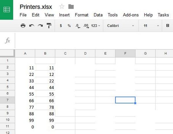 Kahden sarakkeen vertaaminen Google Sheets -palvelussa2