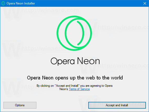 Изтеглете офлайн инсталатора на Opera Neon