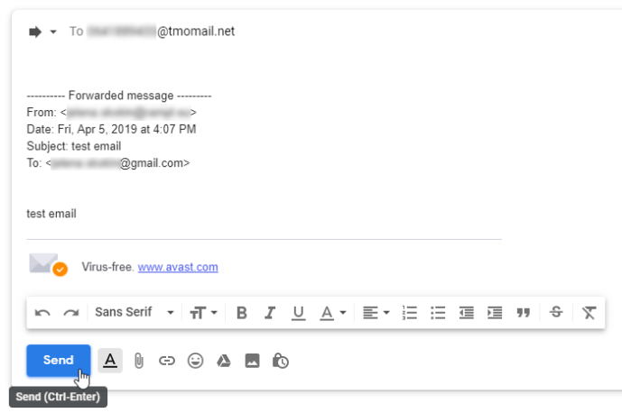 एक पाठ संदेश को ईमेल