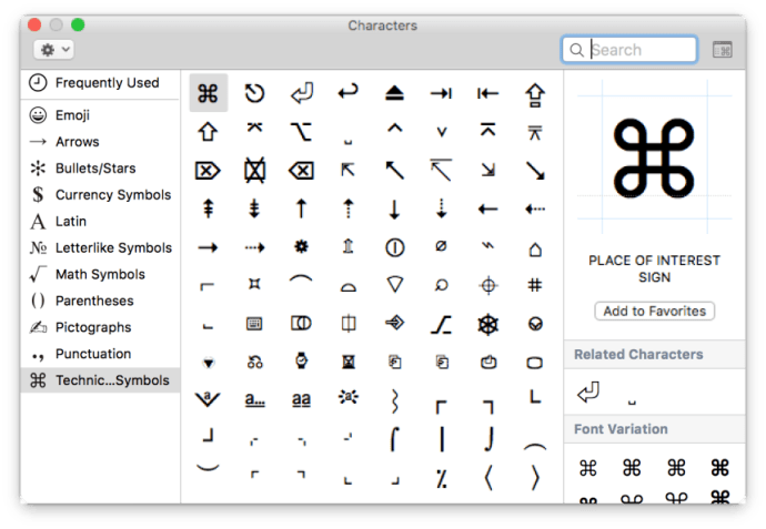 emojis tekniska symboler