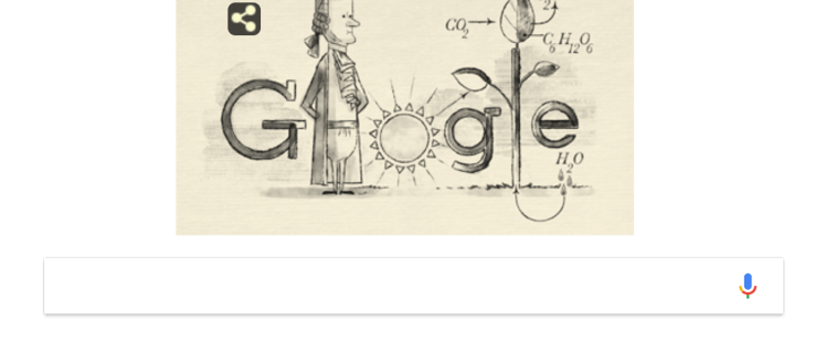 Janas Ingenhouszas ir jo fotosintezės lygties atradimas yra švenčiami „Google Doodle“