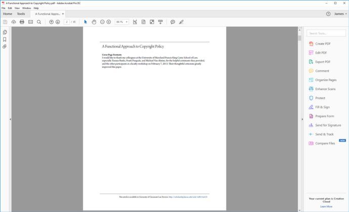 „Adobe Acrobat“ vieno puslapio peržiūra