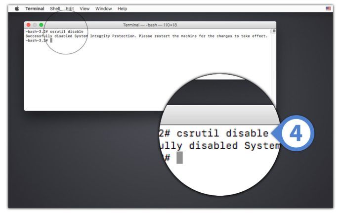 mac ปิดการใช้งานการป้องกันความสมบูรณ์ของระบบ