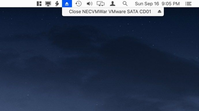 barra de menu do ícone de ejeção do mac