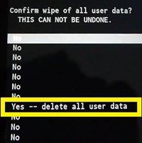 удалить все пользовательские данные