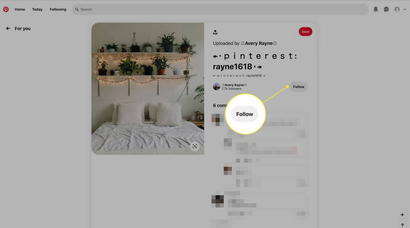 Følg-knappen på Pinterest