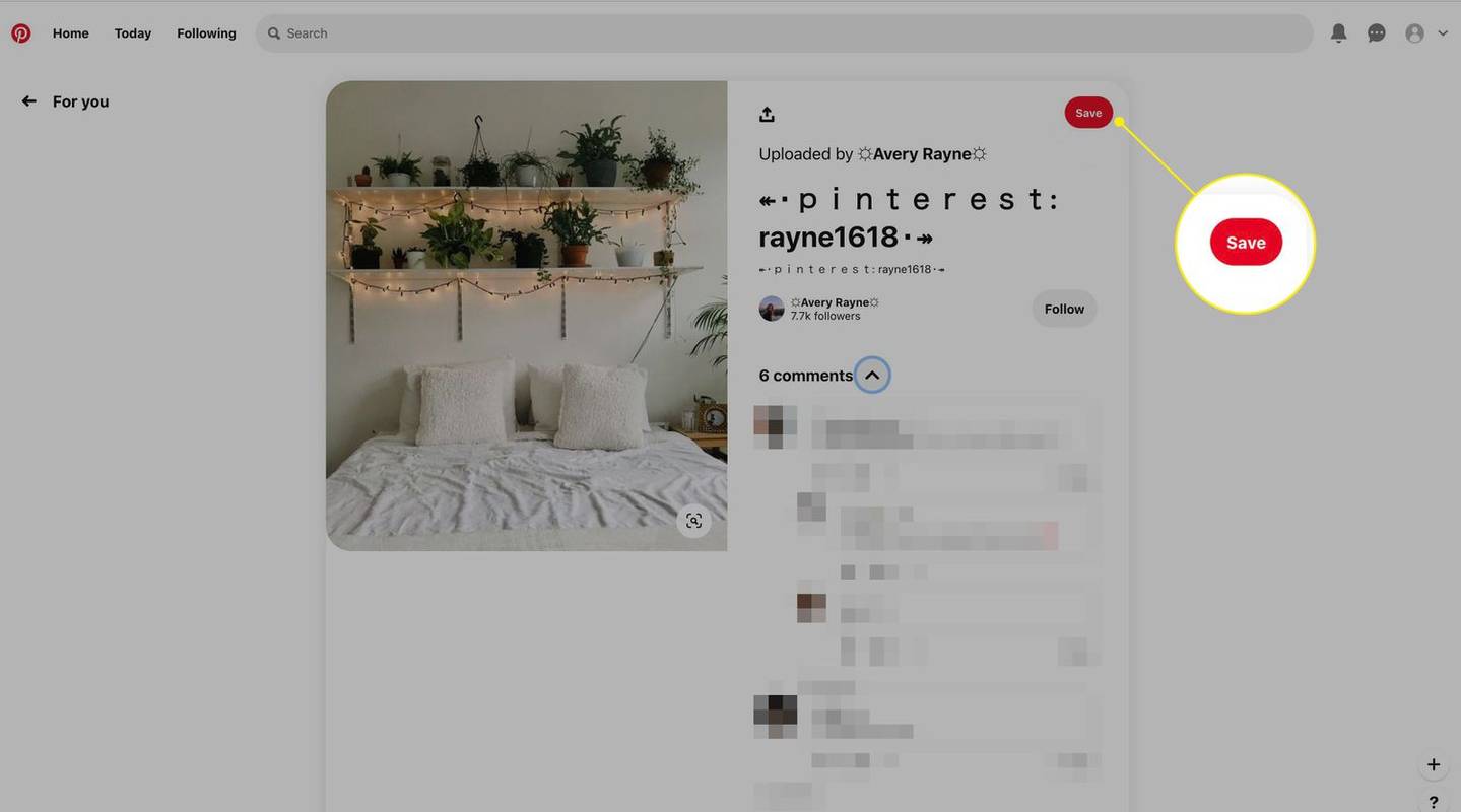 Lagre-knappen på Pinterest