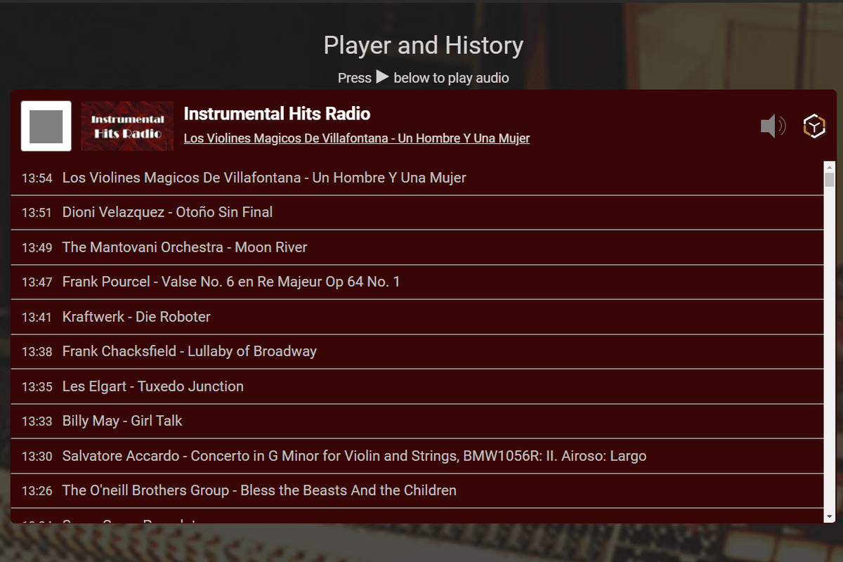 Đài trực tuyến Instrumental Hits Radio