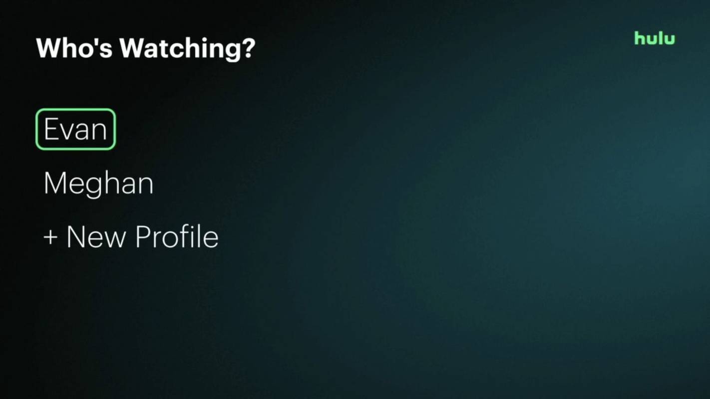 Η οθόνη επιλογής προφίλ στην εφαρμογή Hulu