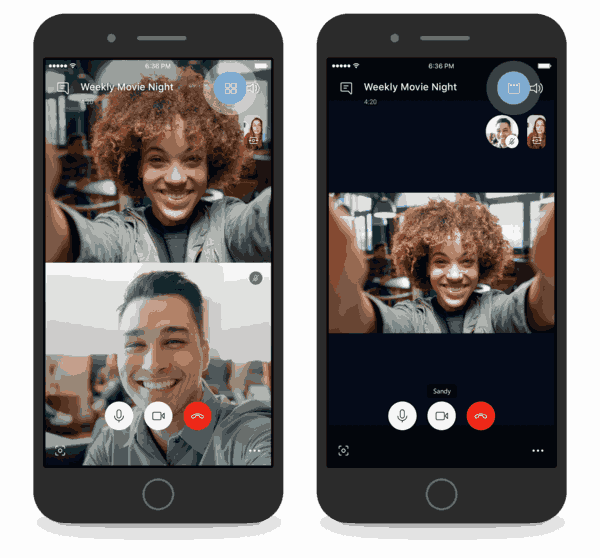 „Skype“ garsiakalbio vaizdas mobiliesiems