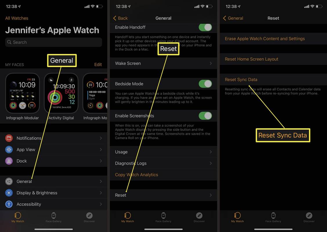 Trinn som kreves for å tilbakestille synkroniseringsdata på Apple Watch