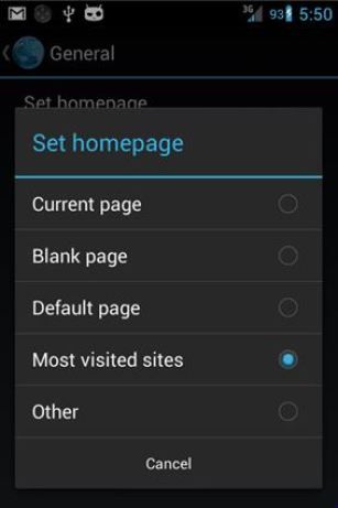 Най-посещавани страници в браузъра Android
