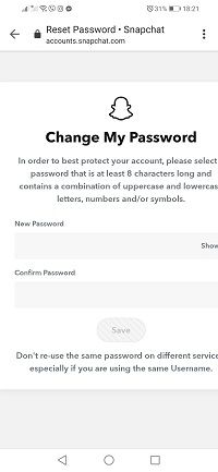 Spremeni geslo - vnesite novo geslo