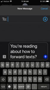 prosljeđivanje teksta na e-poštu na iOS-u