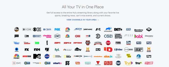 Stranica Hulu Channels